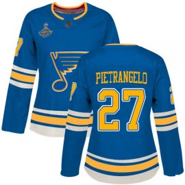 Adidas St. Louis Blues #27 Alex Pietrangelo Blue Alternate Authentic Stanley Cup Champions Womens Stitched NHL Jersey
