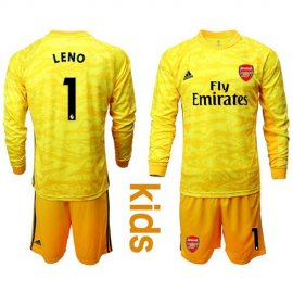 Arsenal #1 Leno Yellow Long Sleeves Kid Soccer Club Jersey
