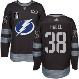 Adidas Tampa Bay Lightning #38 Brandon Hagel Black 2022 Stanley Cup Final Patch 100th Anniversary Stitched NHL Jersey Mens