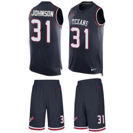 Nike Houston Texans #31 David Johnson Navy Blue Team Color Mens Stitched NFL Limited Tank Top Suit Jersey