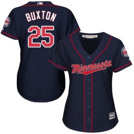Minnesota Twins #25 Byron Buxton Navy Blue Alternate Womens Stitched MLB Jersey