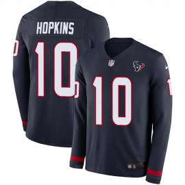 Nike Houston Texans #10 DeAndre Hopkins Navy Blue Team Color Mens Stitched NFL Limited Therma Long Sleeve Jersey