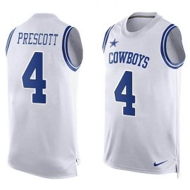 Nike Dallas Cowboys #4 Dak Prescott White Mens Stitched NFL Limited Tank Top Jersey