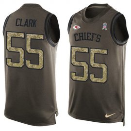 Nike Kansas City Chiefs #55 Frank Clark Green Mens Stitched NFL Limited Salute To Service Tank Top Jersey