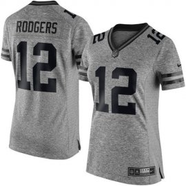Nike Green Bay Packers #12 Aaron Rodgers Gray Womens Stitched NFL Limited Gridiron Gray Jersey