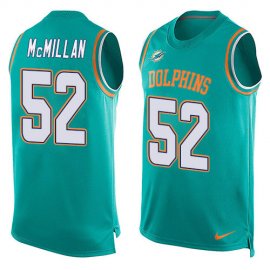 Nike Miami Dolphins #52 Raekwon McMillan Aqua Green Team Color Mens Stitched NFL Limited Tank Top Jersey