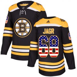Adidas Boston Bruins #68 Jaromir Jagr Black Home Authentic USA Flag Stitched NHL Jersey