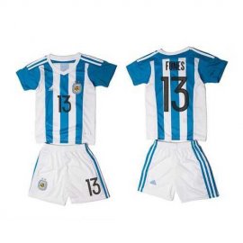Argentina #13 Funes Home Kid Soccer Country Jersey