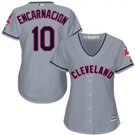 Cleveland Indians #10 Edwin Encarnacion Grey Road Womens Stitched MLB Jersey