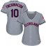 Cleveland Indians #10 Edwin Encarnacion Grey Road Womens Stitched MLB Jersey
