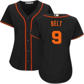 San Francisco Giants #9 Brandon Belt Black Alternate Womens Stitched MLB Jersey