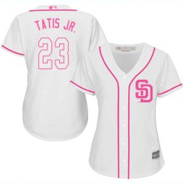 San Diego Padres #23 Fernando Tatis Jr. White/Pink Fashion Womens Stitched MLB Jersey