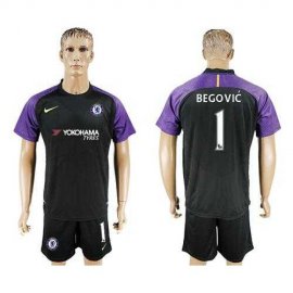 Chelsea #1 Begovic Black Goalkeeper Soccer Club Jersey