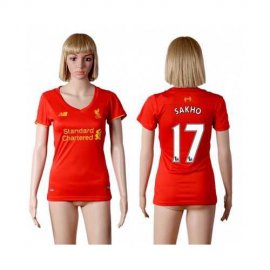 Womens Liverpool #17 Sakho Red Home Soccer Club Jersey