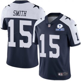Nike Dallas Cowboys #15 Devin Smith Navy Blue Thanksgiving Mens Stitched With Established In 1960 Patch NFL Vapor Untouchable Limited Throwback Jersey