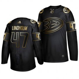 Adidas Anaheim Ducks #47 Hampus Lindholm Mens 2019 Black Golden Edition Authentic Stitched NHL Jersey