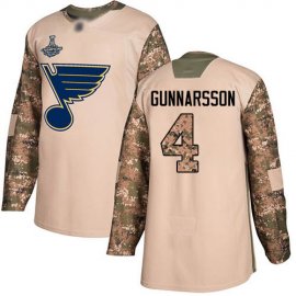 Adidas St. Louis Blues #4 Carl Gunnarsson Camo Authentic 2017 Veterans Day Stanley Cup Champions Stitched NHL Jersey