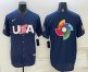 Mens USA Baseball Blank 2023 Navy World Baseball Big Logo Classic Stitched Jerseys