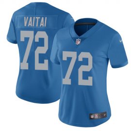 Nike Detroit Lions #72 Halapoulivaati Vaitai Blue Throwback Womens Stitched NFL Vapor Untouchable Limited Jersey