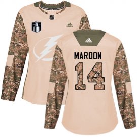 Adidas Tampa Bay Lightning #14 Pat Maroon Camo Womens Authentic 2022 Stanley Cup Final Patch Veterans Day Stitched NHL Jersey Womens