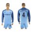 Manchester City #4 Company Home Long Sleeves Soccer Club Jersey