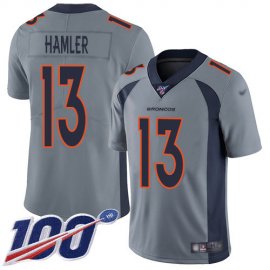 Nike Denver Broncos #13 KJ Hamler Gray Mens Stitched NFL Limited Inverted Legend 100th Season Jersey