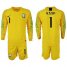 Brazil #1 Alisson Yellow Goalkeeper Long Sleeves Soccer Country Jersey