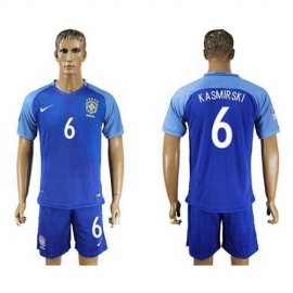 Brazil #6 Kasmirski Blue Soccer Country Jersey
