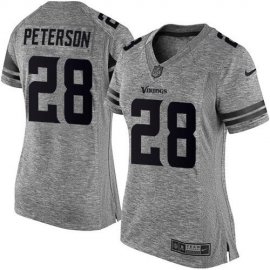 Nike Minnesota Vikings #28 Adrian Peterson Gray Womens Stitched NFL Limited Gridiron Gray Jersey