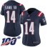 Nike New England Patriots #14 Mohamed Sanu Sr Navy Blue Womens Stitched NFL Limited Rush 100th Season Jersey