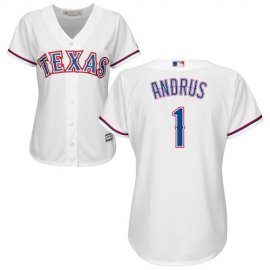 Texas Rangers #1 Elvis Andrus White Home Womens Stitched MLB Jersey
