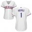 Texas Rangers #1 Elvis Andrus White Home Womens Stitched MLB Jersey