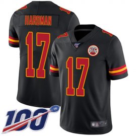 Nike Kansas City Chiefs #17 Mecole Hardman Black Mens Stitched NFL Limited Rush 100th Season Jersey