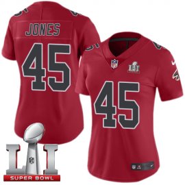 Nike Atlanta Falcons #45 Deion Jones Red Super Bowl LI 51 Womens Stitched NFL Limited Rush Jersey