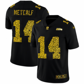 Seattle Seahawks #14 DK Metcalf Mens Nike Leopard Print Fashion Vapor Limited NFL Jersey Black