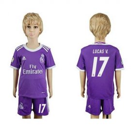 Real Madrid #17 Lucas V. Away Kid Soccer Club Jersey