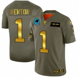 Carolina Carolina Panthers #1 Cam Newton NFL Mens Nike Olive Gold 2019 Salute to Service Limited Jersey