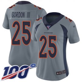 Nike Denver Broncos #25 Melvin Gordon III Gray Womens Stitched NFL Limited Inverted Legend 100th Season Jersey