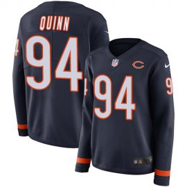 Nike Chicago Bears #94 Robert Quinn Navy Blue Team Color Womens Stitched NFL Limited Therma Long Sleeve Jersey
