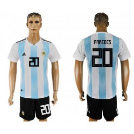Argentina #20 PAREDES Home 2018 FIFA World Cup Soccer Jersey