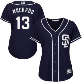 San Diego Padres #13 Manny Machado Navy Blue Alternate Womens Stitched MLB Jersey