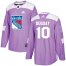 Adidas New York Rangers #10 Ron Duguay Purple Authentic Fights Cancer Stitched NHL Jersey