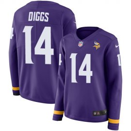 Nike Minnesota Vikings #14 Stefon Diggs Purple Team Color Womens Stitched NFL Limited Therma Long Sleeve Jersey