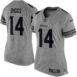 Nike Minnesota Vikings #14 Stefon Diggs Gray Womens Stitched NFL Limited Gridiron Gray Jersey