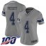 Nike Dallas Cowboys #4 Dak Prescott Gray Womens Stitched NFL Limited Inverted Legend 100th Season Jersey