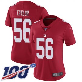 Nike New York Giants #56 Lawrence Taylor Red Womens Stitched NFL Limited Inverted Legend 100th Season Jersey