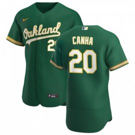 Oakland Athletics #20 Mark Canha Mens Nike Kelly Green Alternate 2020 Authentic Player MLB Jersey