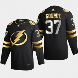 Tampa Bay Lightning #37 Yanni Gourde Mens Adidas Black Golden Edition Limited Stitched NHL Jersey