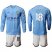 Manchester City #18 Delph Home Long Sleeves Soccer Club Jersey