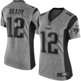 Nike New England Patriots #12 Tom Brady Gray Womens Stitched NFL Limited Gridiron Gray Jersey